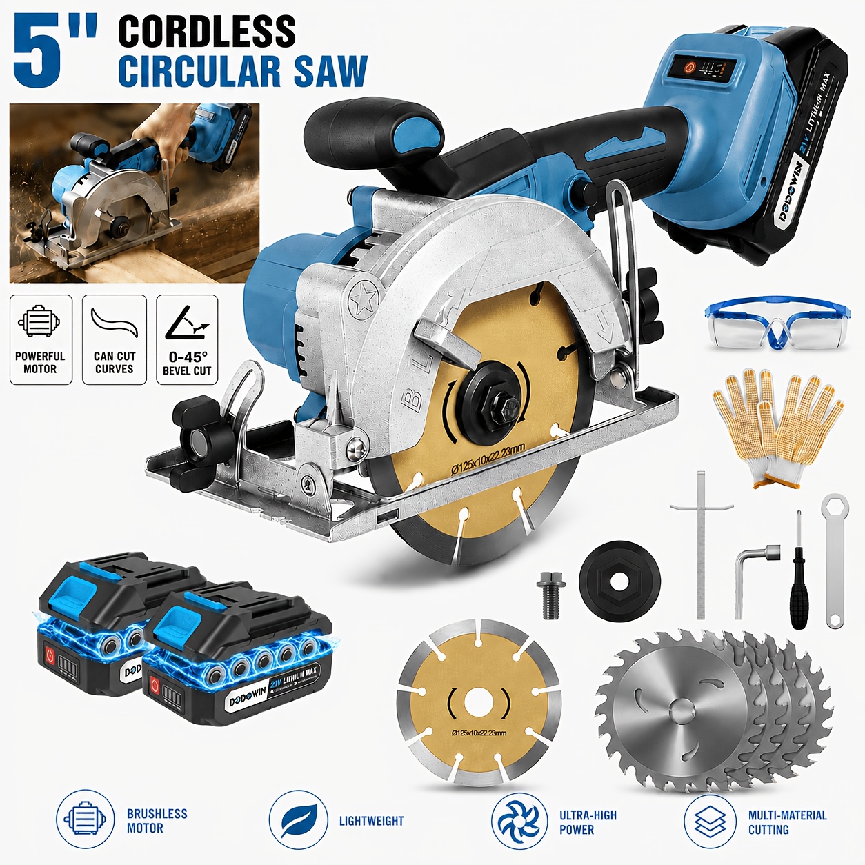 Circular Saw Cordless - Brushless Circular Saw Kit - 21V