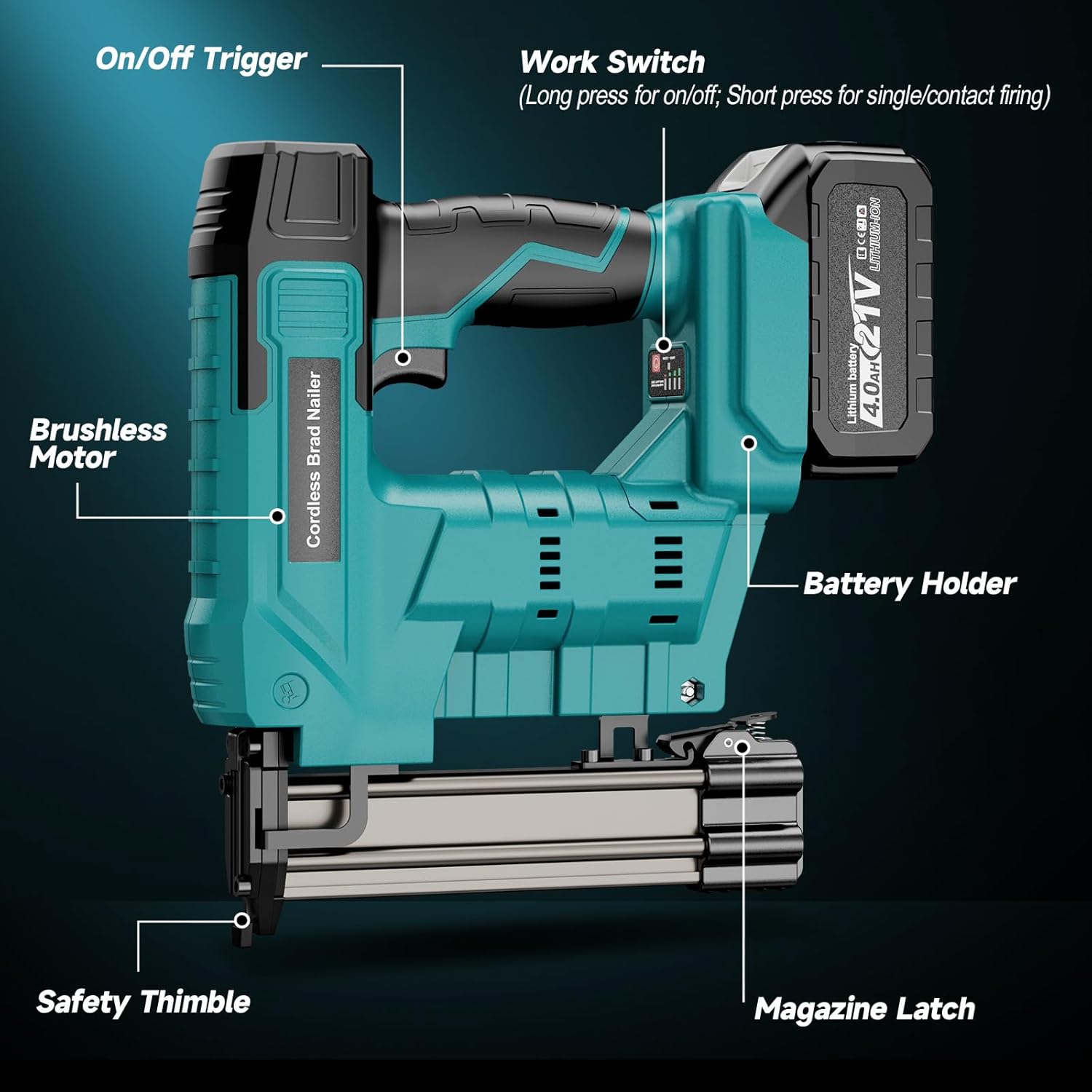 Nail Gun Brad - 2-In-1 Brushless Portable Electric Nailer Cordless