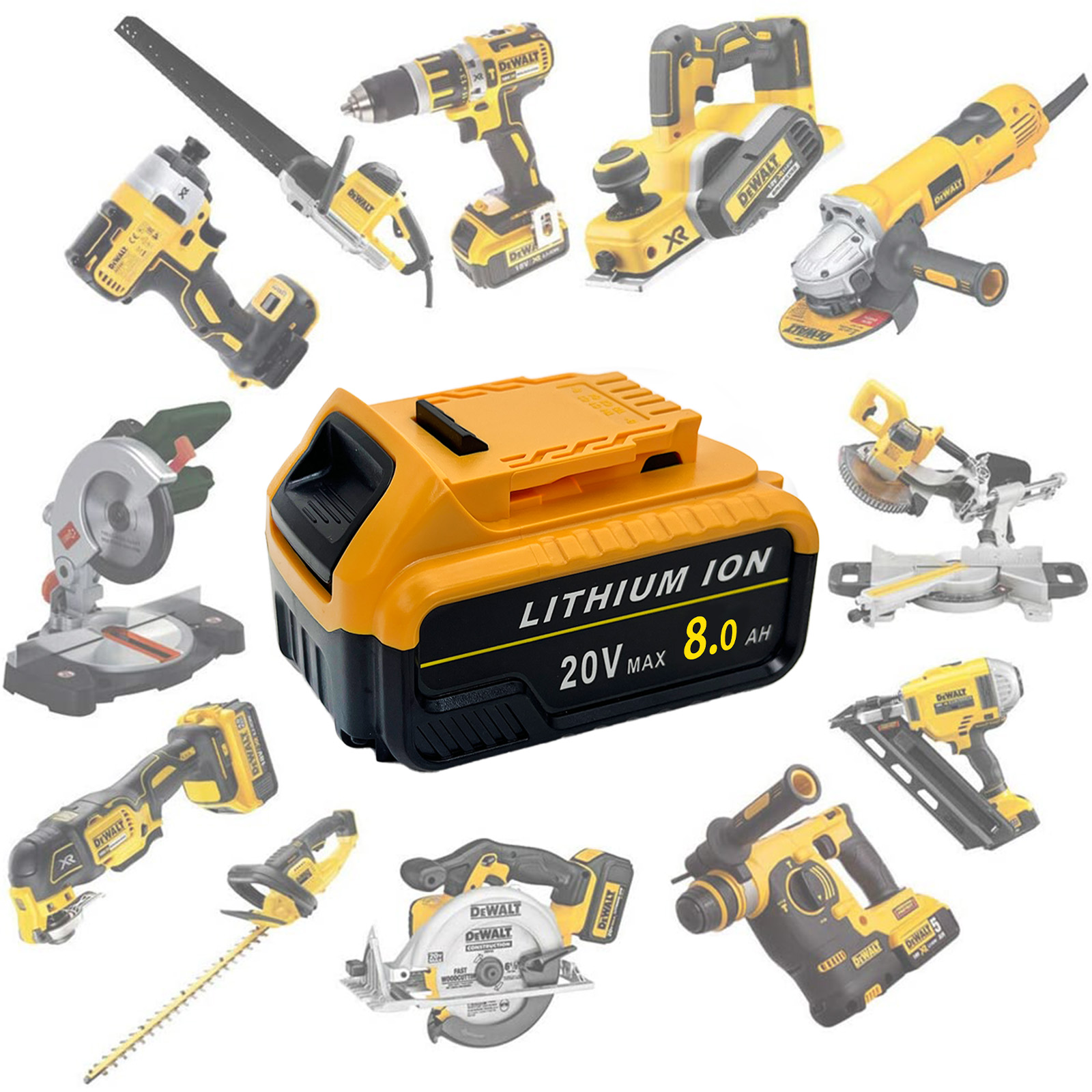 Power Tools Dewalt - 8.0Ah Lithium Ion Replacement Battery for