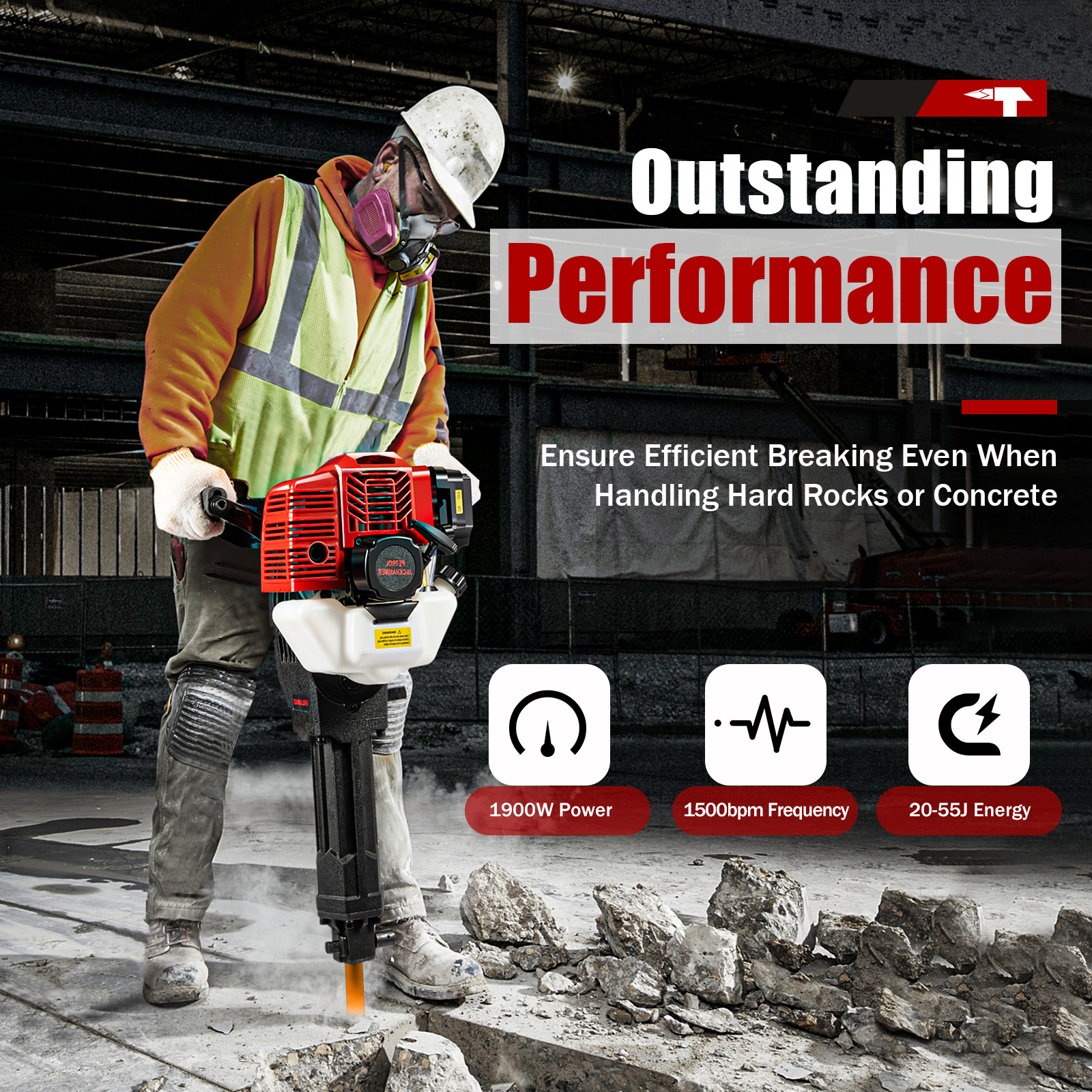 1900w Jack Hammer 52cc 2 Stro – Power Tools For Construction Work recenzja i cena