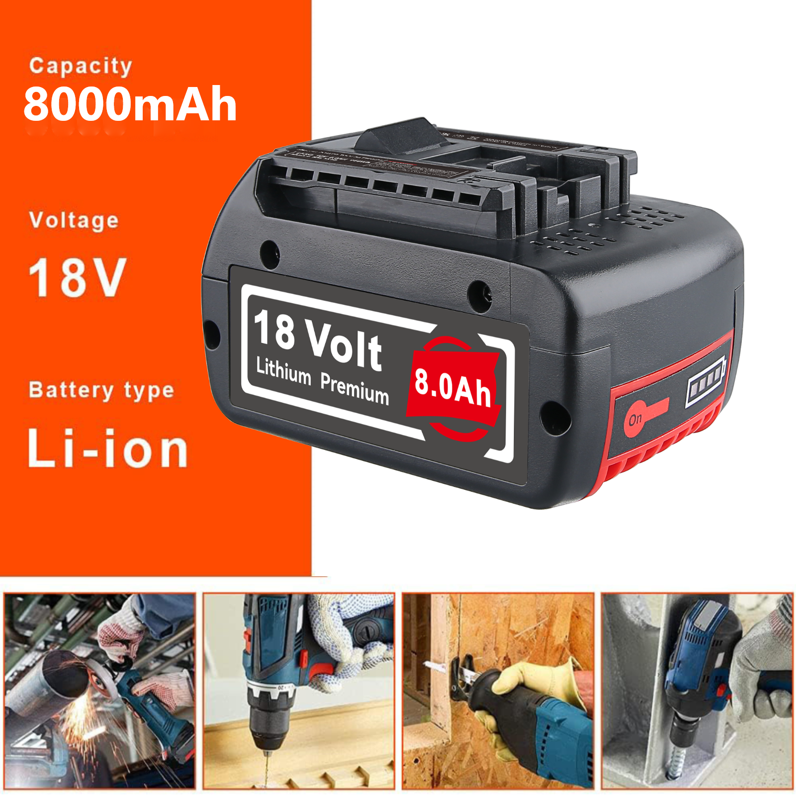 1/2/4Pcs 8.0Ah BAT609 Replace  – Power Tools Bosch recenzja i cena